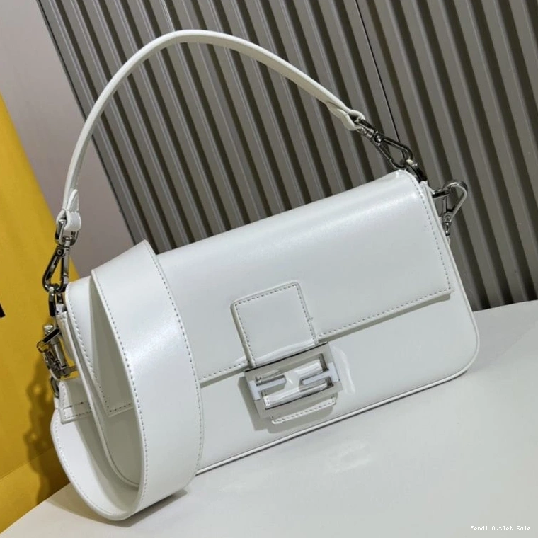 Cheap White In Baguette Medium Bag Leather Tiffany Smooth Fendi 0716